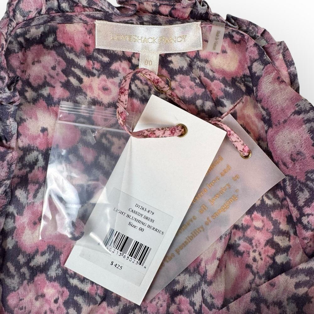 NWT LOVESHACKFANCY Cassidy Floral Georgette Ruffle Mini Dress Size 00/ MSRP $425 - Picture 9 of 11